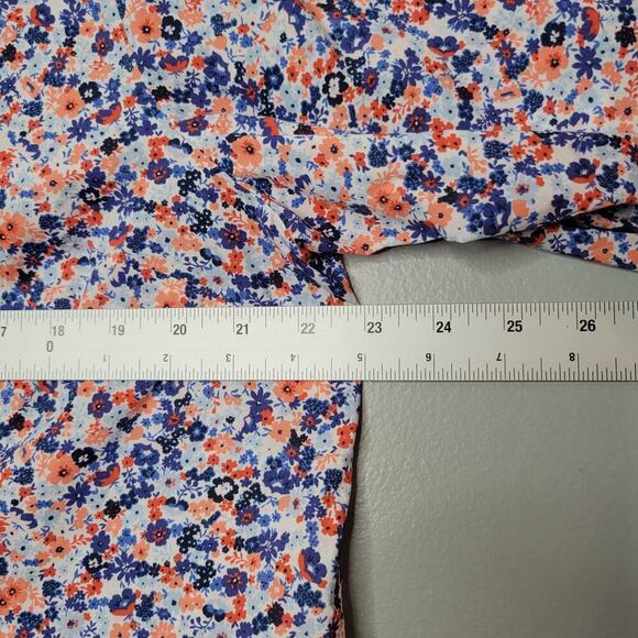 Talbots shirt women's‎ size XL orange blue floral Classic Cotton button up top - Picture 7 of 10